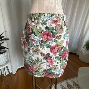 Vintage Flora Denim Skirt